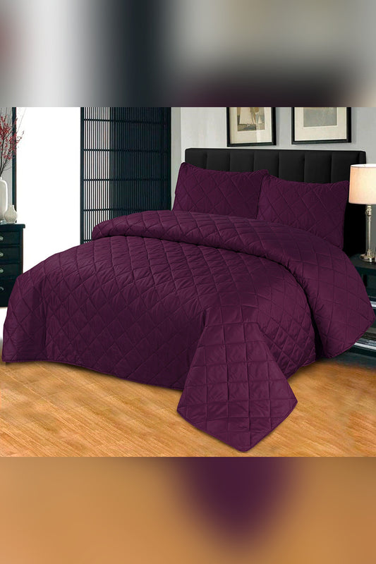 Purple Plain - 3 Pcs Summer Comforter Set (Light Filling)