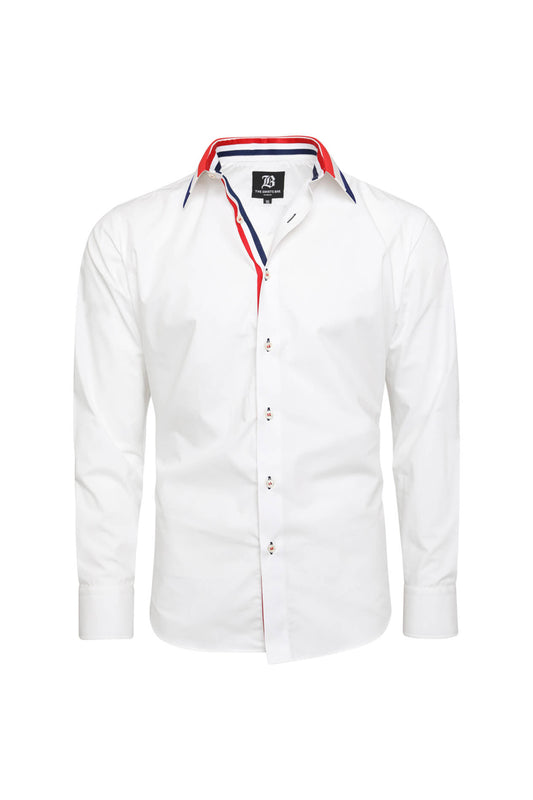 Men’s White Triple Colour Collar Regular Fit Formal Shirt