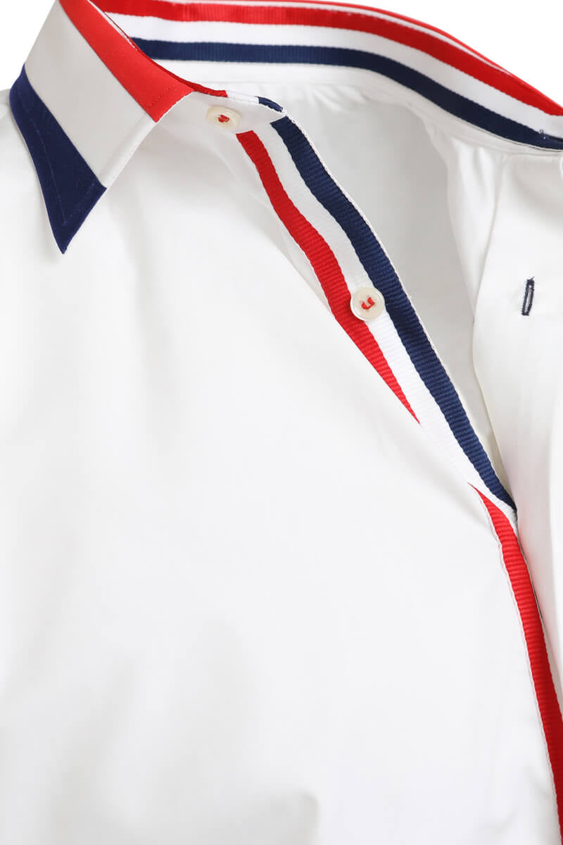 Men’s White Triple Colour Collar Regular Fit Formal Shirt