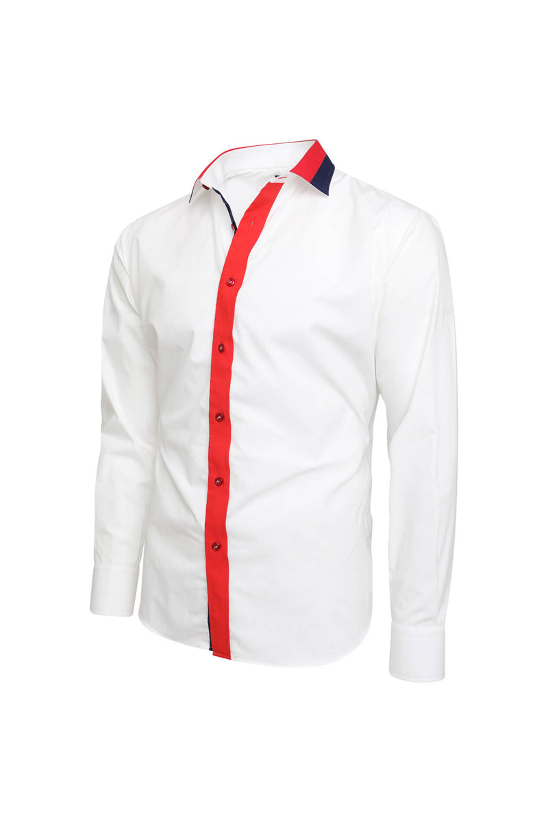 Men’s White Multi Colour Collar Regular Fit Formal Shirt