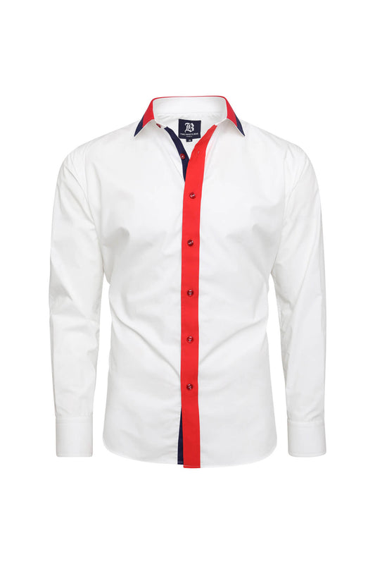 Men’s White Multi Colour Collar Regular Fit Formal Shirt