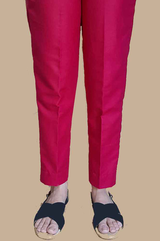 Plain Trouser Pant - Cotton - Pink - ZT116