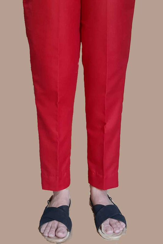 Plain Trouser Pant - Cotton - Red - ZT116