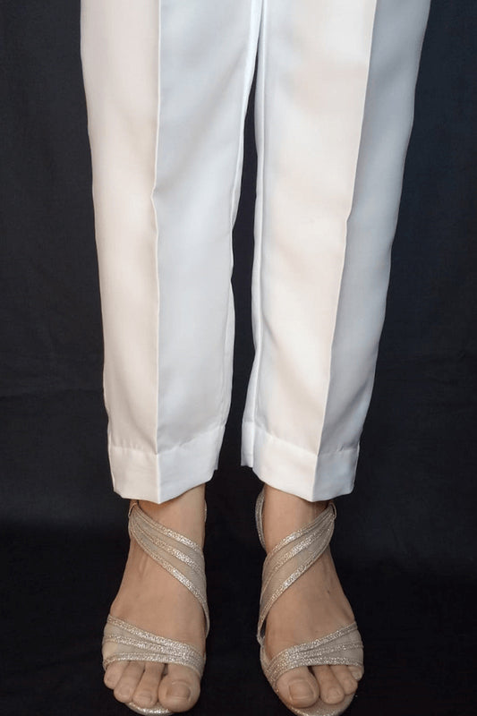Silk Trouser Pant For Women - White - ZT132