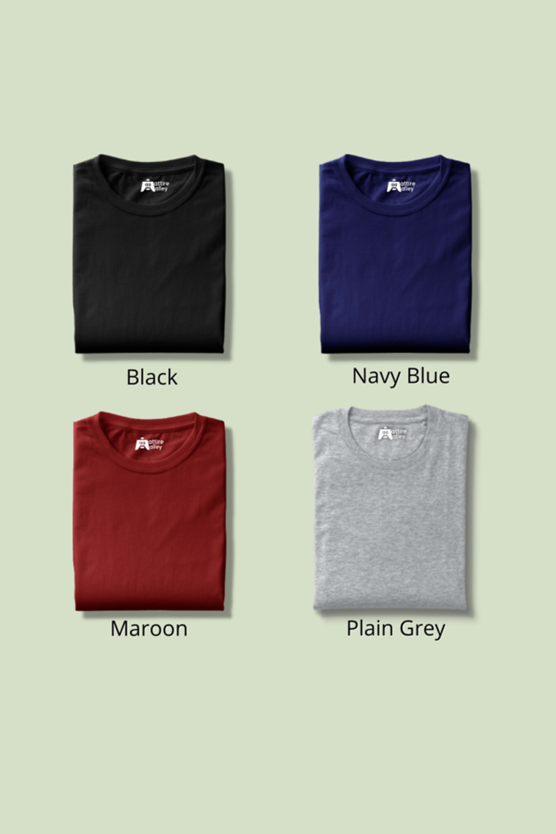 Pack of 4 T-Shirts (Black, White, Dark Blue, Maroon) Regular Fit AE36