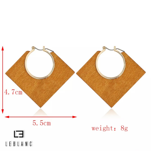 Mustard Square Wooden Earring