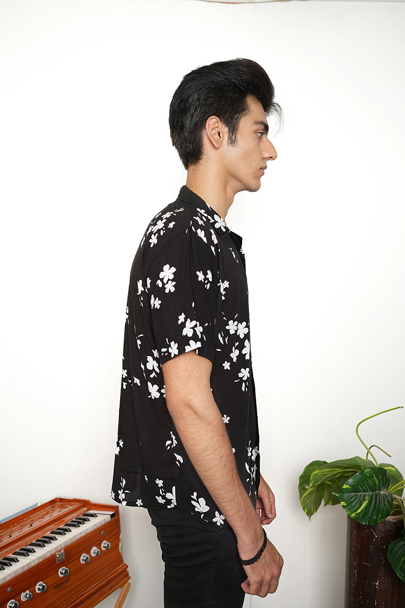 Black Floral Print Shirt