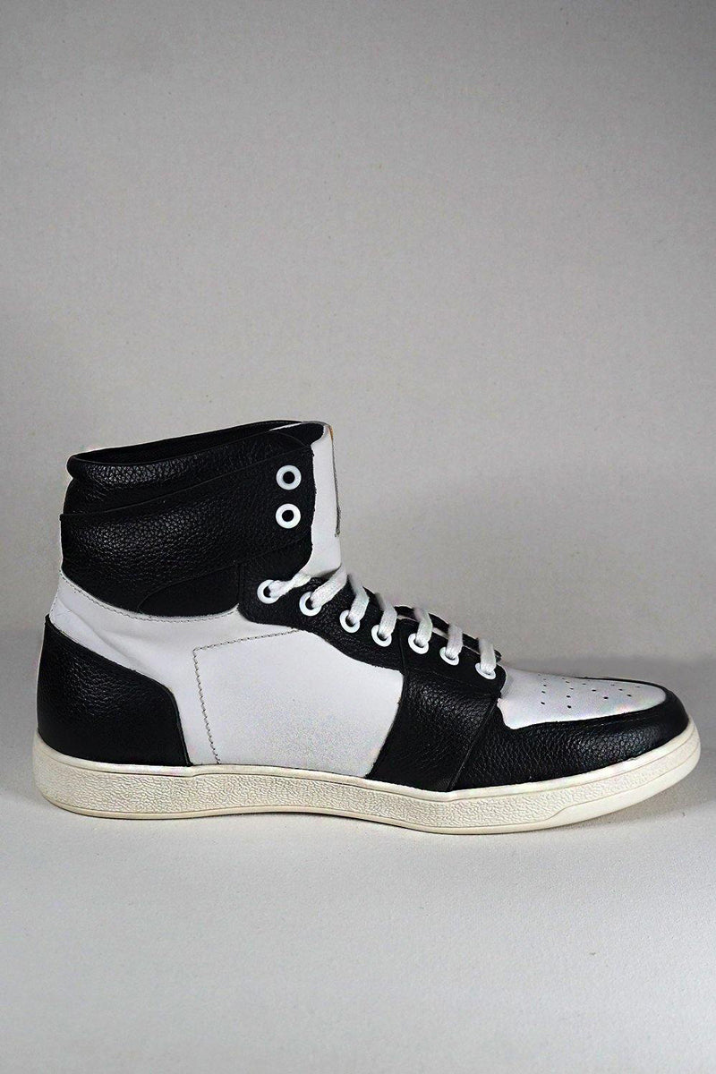 Hand Made Leather BLACK/WHITE Shoes HMSLF20009