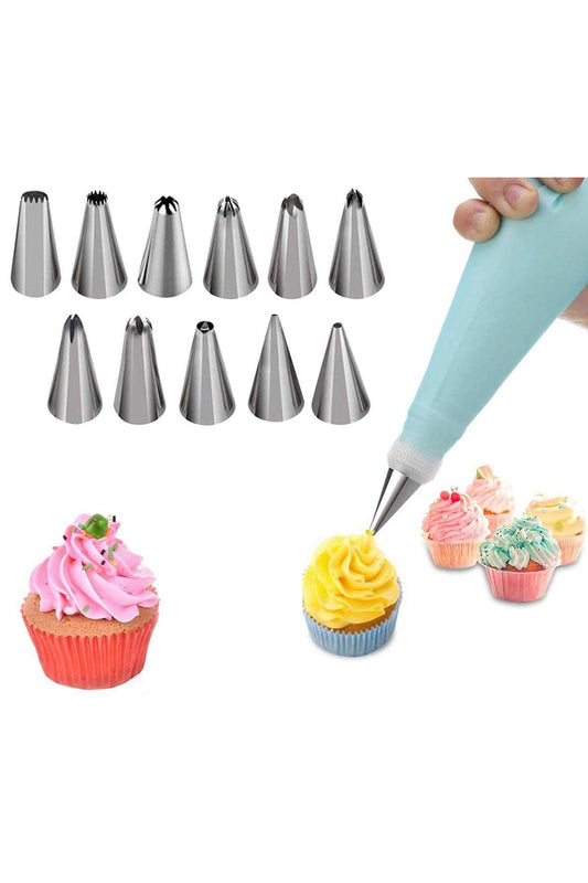 Cake Decorator Tips Kit-Set Pack of 13 (Pastry Bag included)