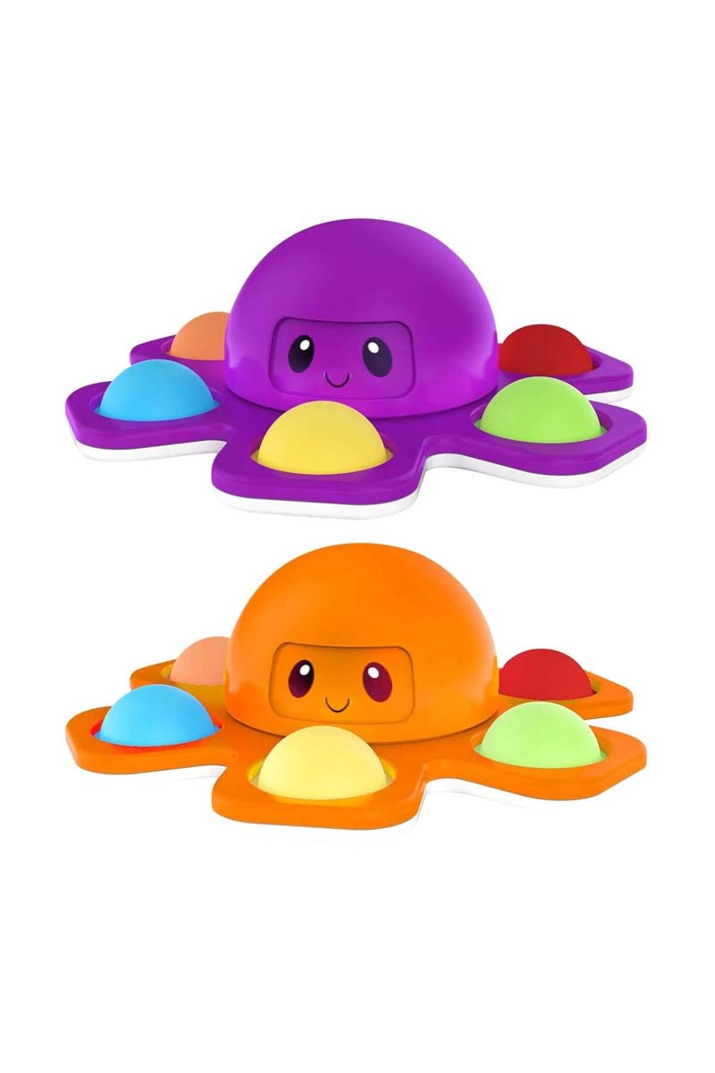 Face-Changing Octopus Spinner Toys, Finger Spinner+Pop Bubble 3-in-1 Fidget Toys, Effective Anti-Anxiety Sensory Fidget Spinner, Good Gift for Kids