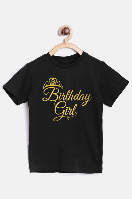 Birthday Girl Black T-Shirt For Girls