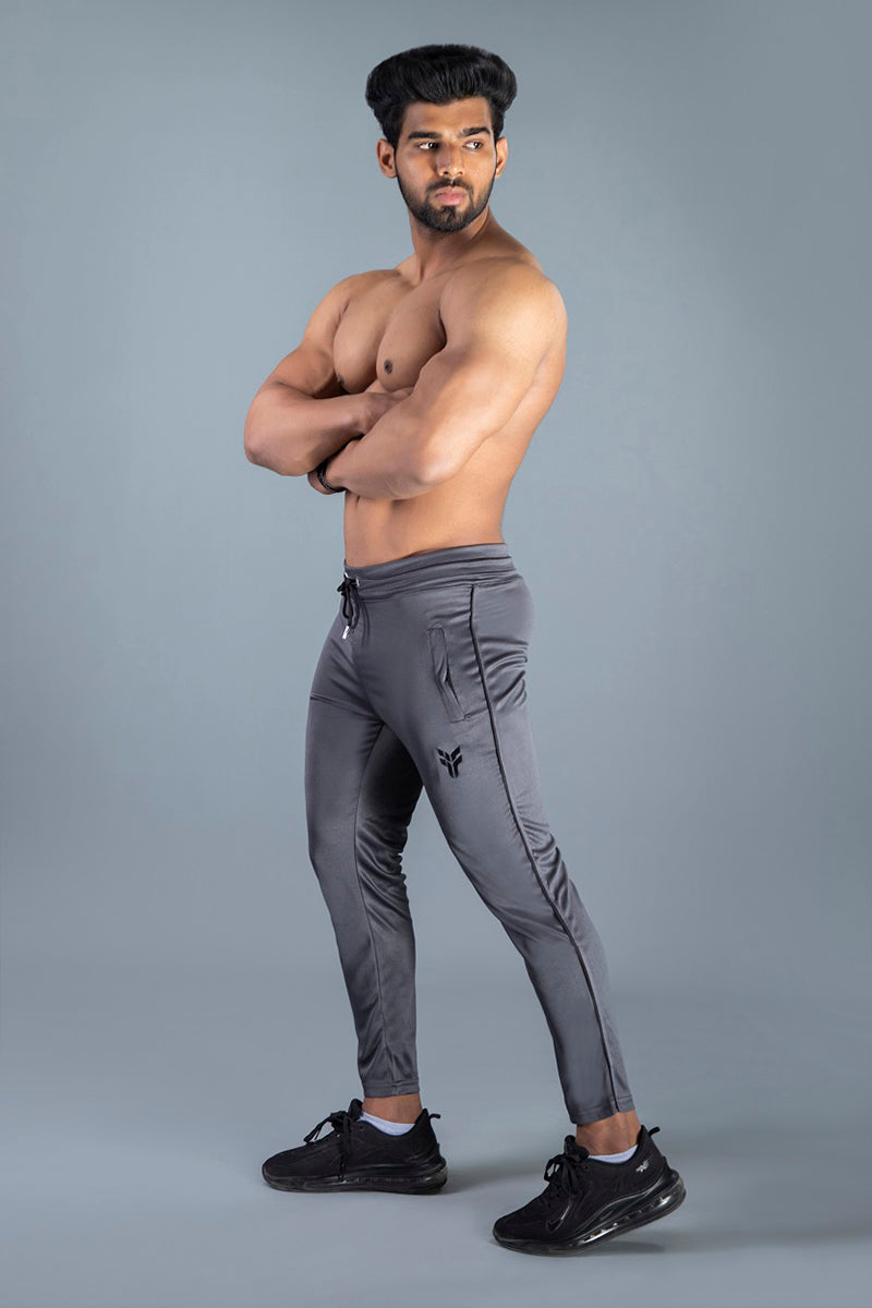 Grey Dry Fit Trouser with Black Side Piping