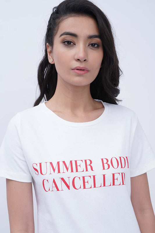 HNH Isla Slogan T-Shirt T024-WHT