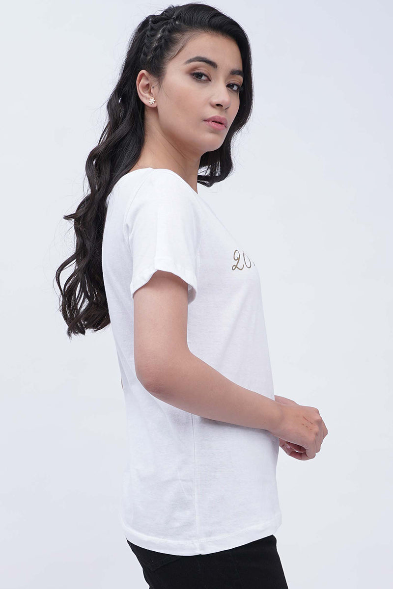 HNH Luna Slogan T-Shirt T026-WHT