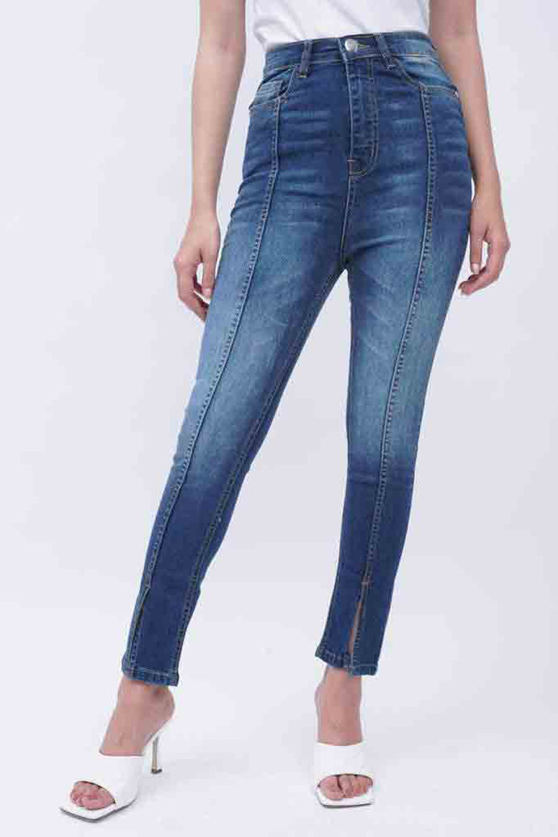 HNH Split Hem Jeans P036-BLU