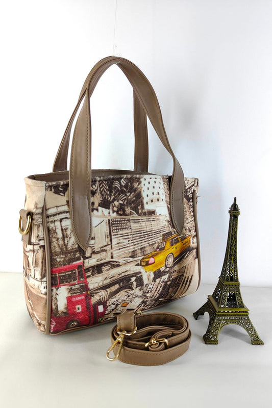 Chicago Cityscape Tote Light Brown Bag