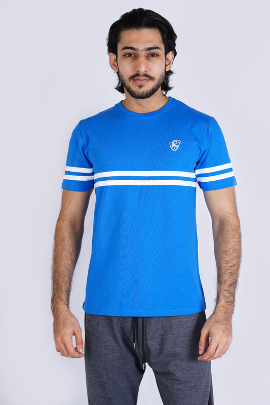 Royal Blue Premium T-Shirt with White Stripes RB-CNT-009