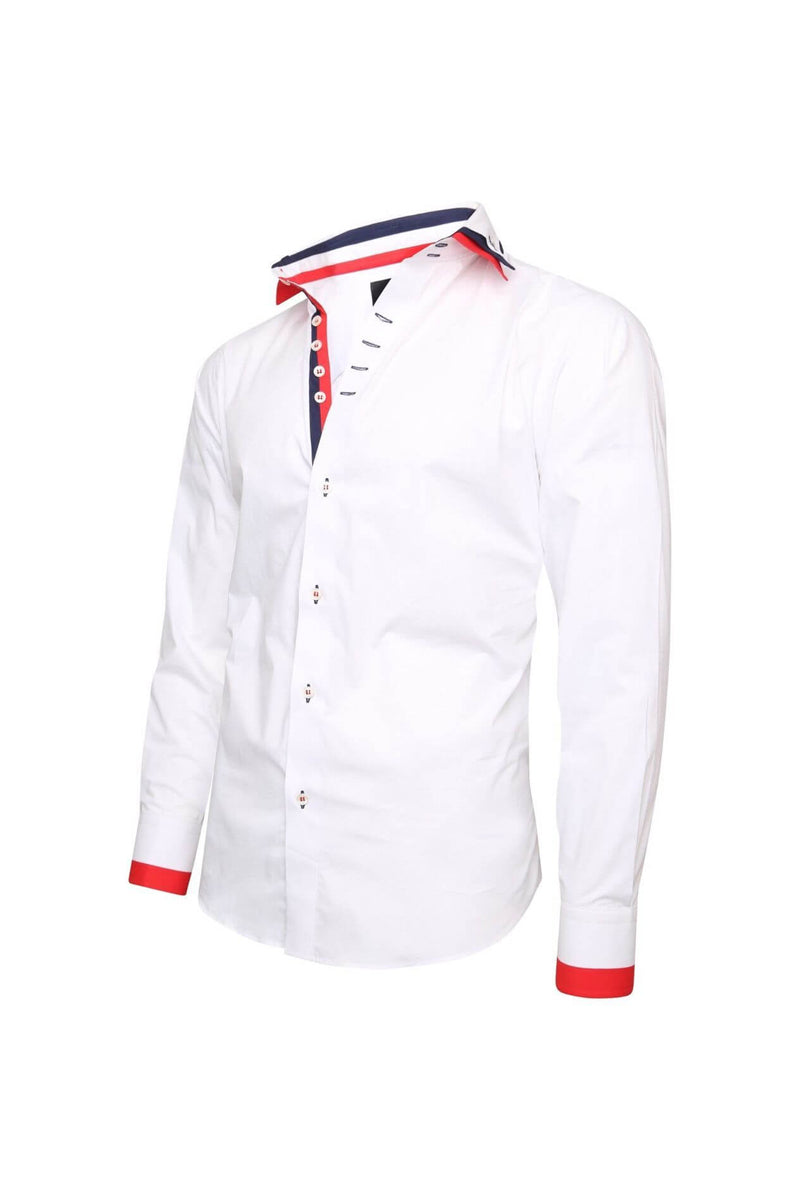Men’s Italian Style White Triple Collar Regular Fit Formal Shirt